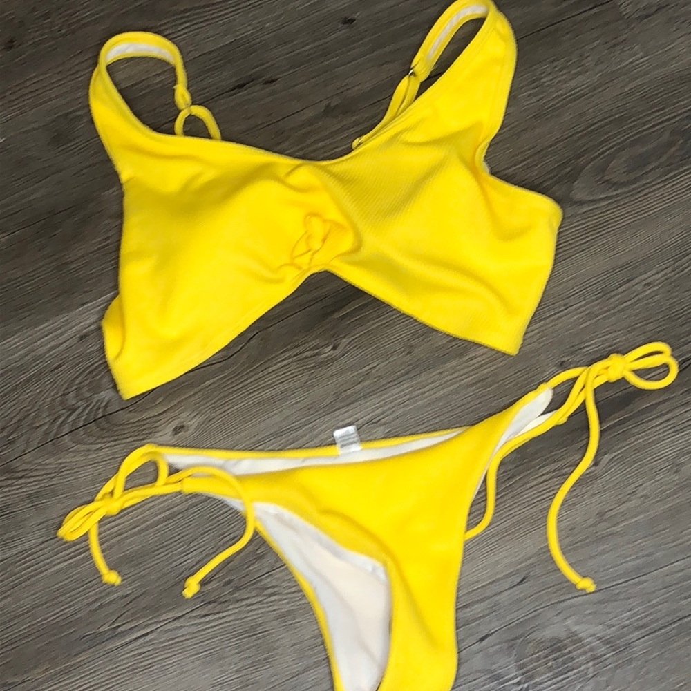 Yellow tied front bikini